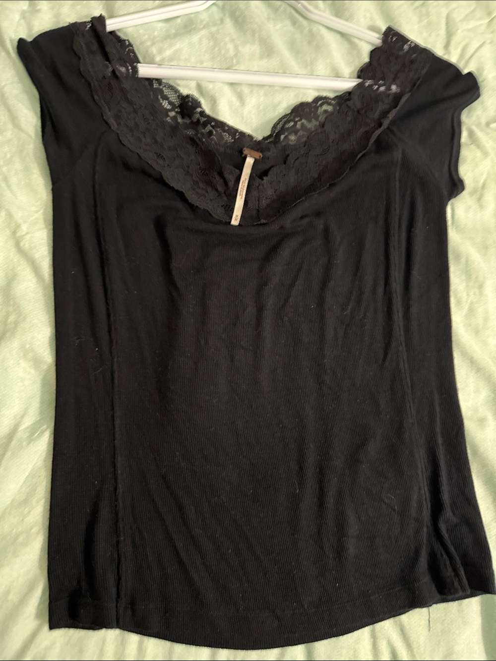 Free People Black Lace Trim Camisole Tank